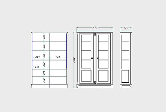 Шкаф с витриной 2-х дверный "Бриансон" массив и шпон дуба, МДФ 6