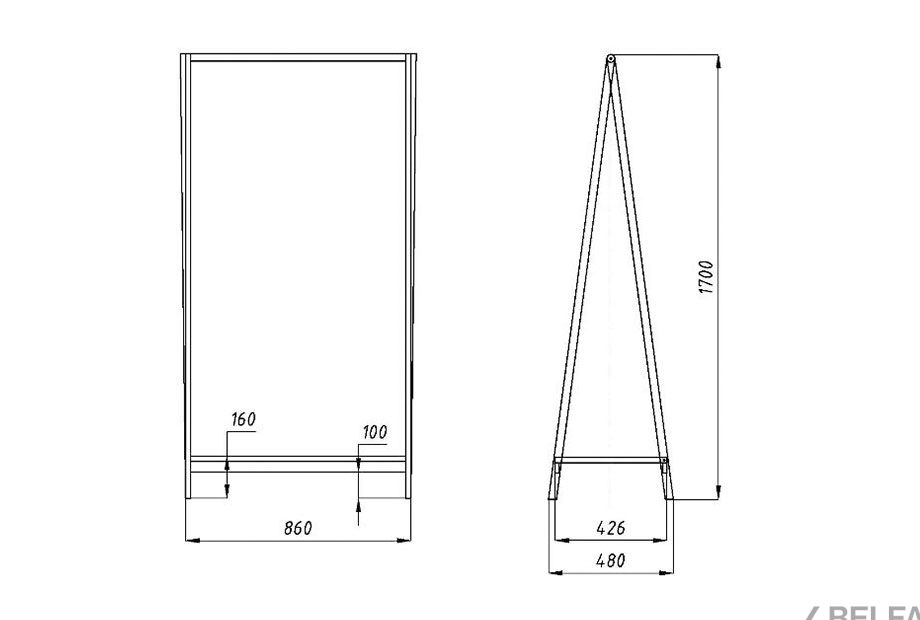 Вешалка напольная "Арт" (широкая) массив дуба 3