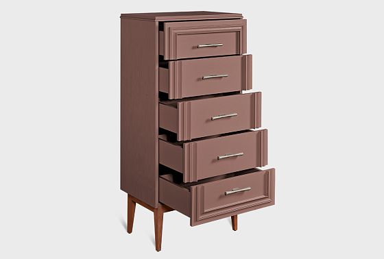 Комод "Сакраменто" 5 (высокий) массив и шпон дуба, МДФ 3