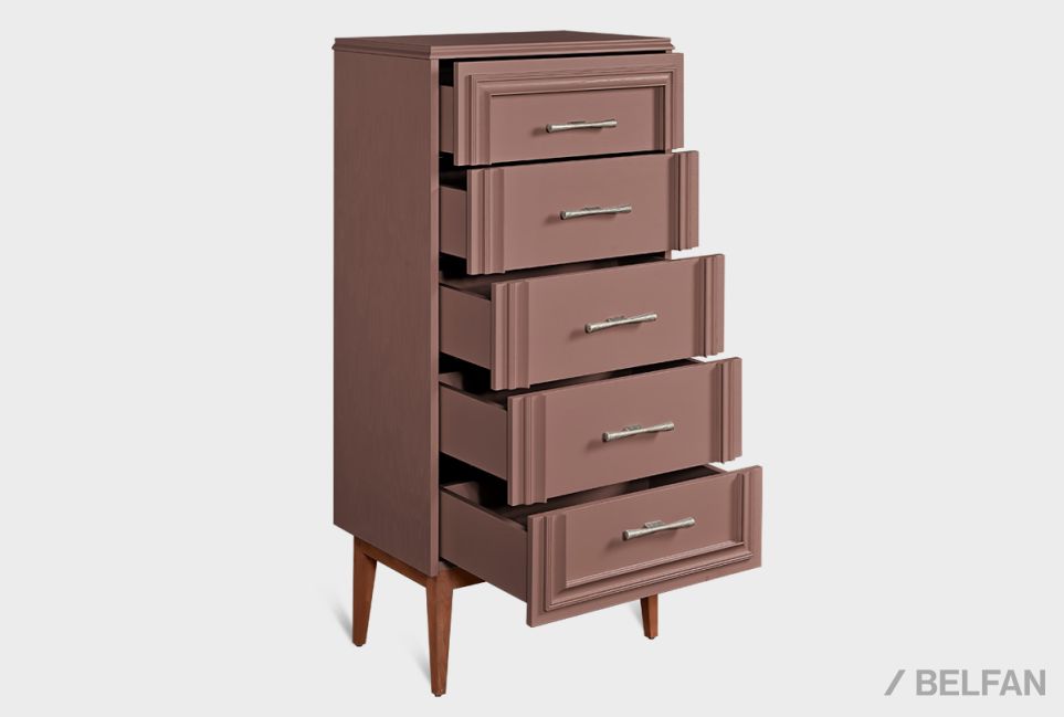 Комод "Сакраменто" 5 (высокий) массив и шпон дуба, МДФ 6