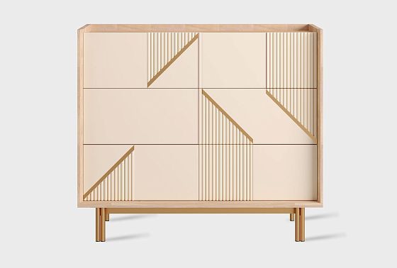 Комод «Авеню» 3 шпон дуба, МДФ, металл 2