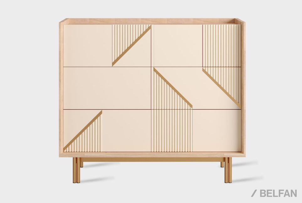 Комод «Авеню» 3 шпон дуба, МДФ, металл 1