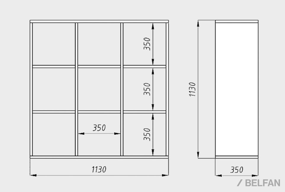 Стеллаж "Арт" 3x3 массив дуба 4