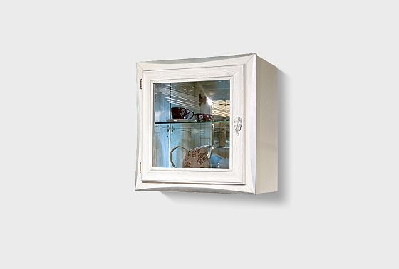 Шкаф навесной "Трио" со стеклом (левый) массив и шпон дуба 2