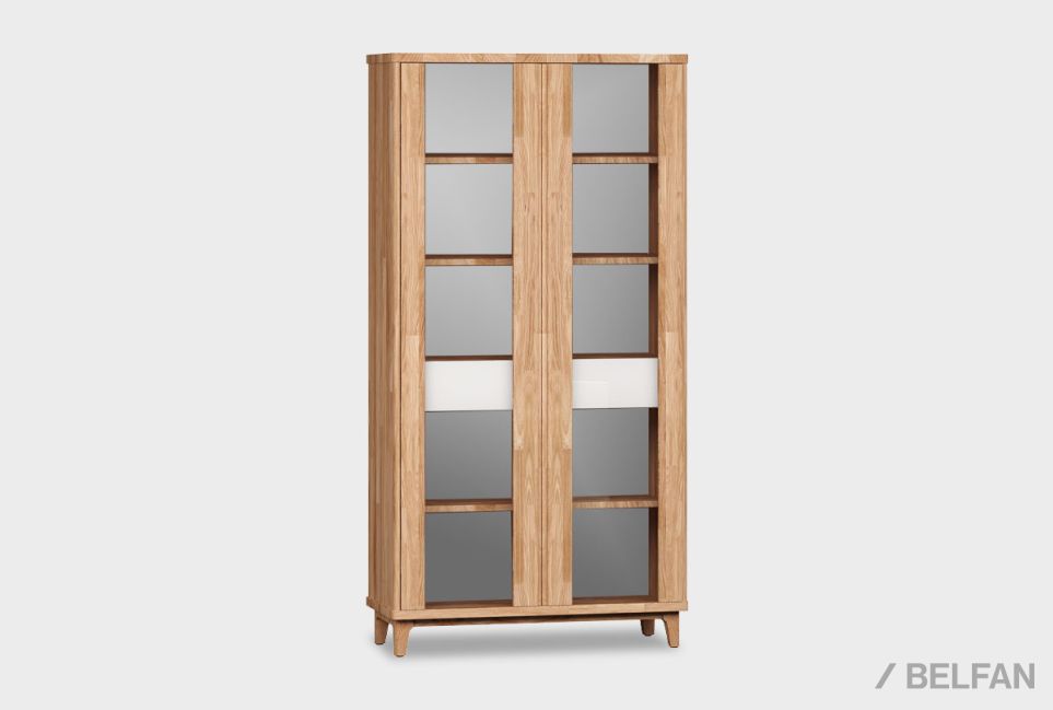 Витрина 2-х дверная "Уоллстрит" массив дуба, МДФ 1