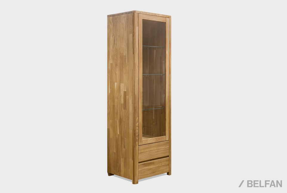 Шкаф с витриной 1-но дв. "Норд" (левый) массив дуба 1