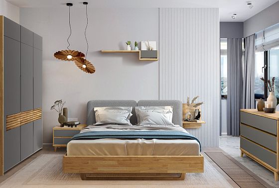 Кровать "Уоллстрит" (мягкое изголовье) массив дуба 3