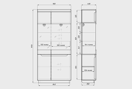 Витрина 2-х дверная "Бремен"
