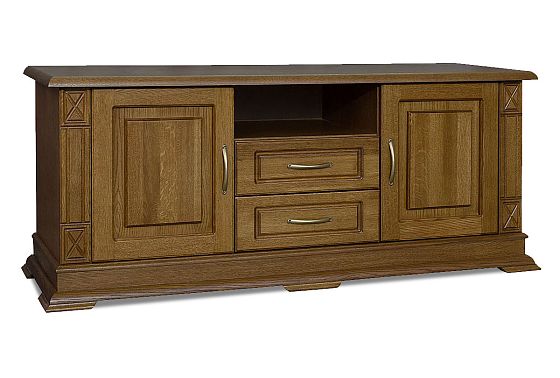 Тумба под ТВ "Верди Люкс ТВ2/1" (глухие двери) массив и шпон дуба 4