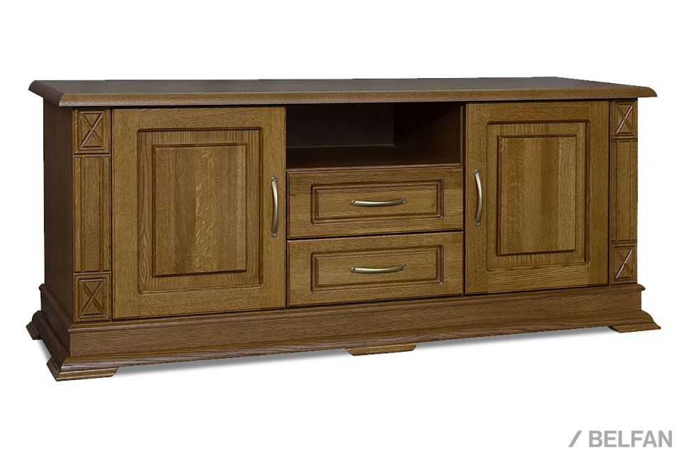 Тумба под ТВ "Верди Люкс ТВ2/1" (глухие двери) массив и шпон дуба 2