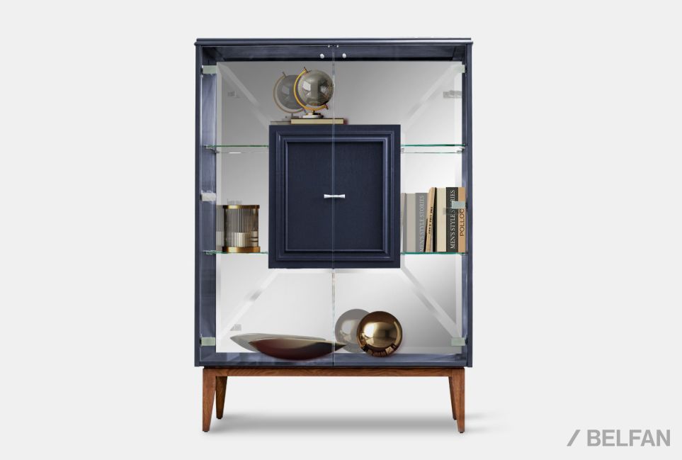 Тумба высокая "Сакраменто" (стекло) массив и шпон дуба, МДФ 2