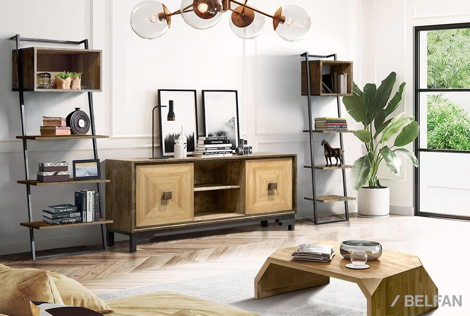 Стеллаж "Арт" 440 массив дуба, металл 2