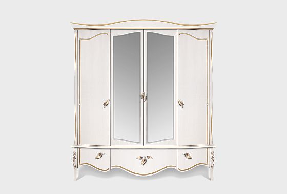 Шкаф для одежды 4-х дв. "Трио" (с зеркалом) массив и шпон дуба 8