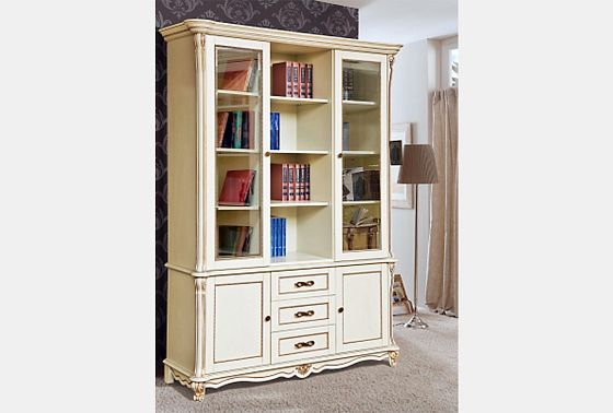 Шкаф комбинированный для библиотеки "Алези " массив и шпон дуба 4