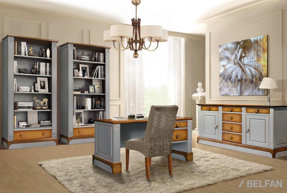 Стол письменный "Бриансон" (1 тумба справа) массив и шпон дуба, МДФ 3