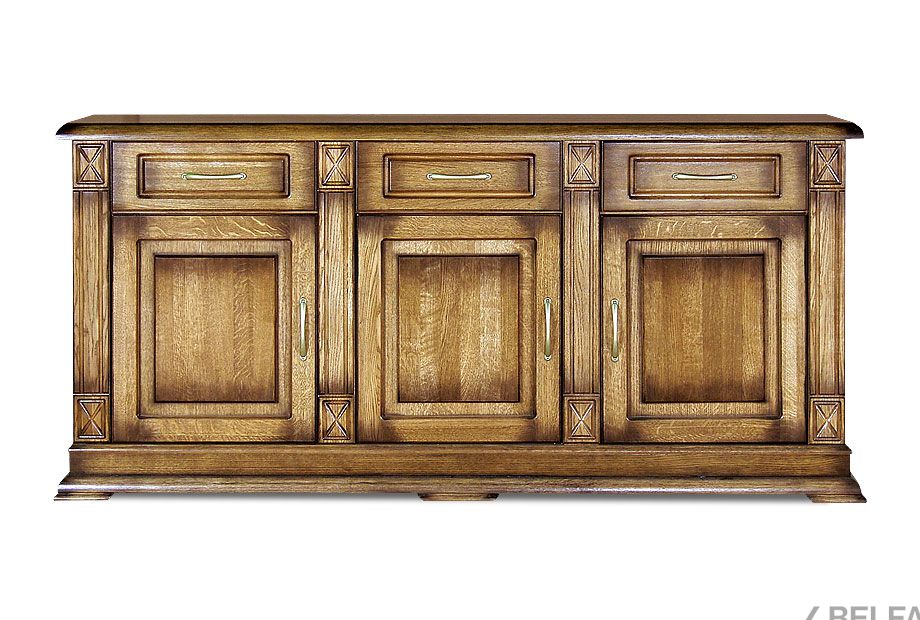 Тумба 3-х дверная "Верди Люкс 3" массив и шпон дуба 2