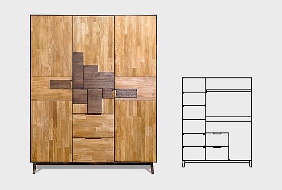 Шкаф для одежды 3-х дверный "Ирвинг Дизайн" массив дуба 6