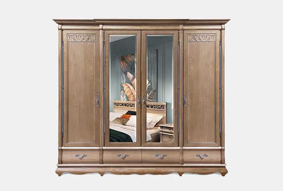 Шкаф для одежды "Тэфи" 4-х дв. с зеркалом массив и шпон дуба 3