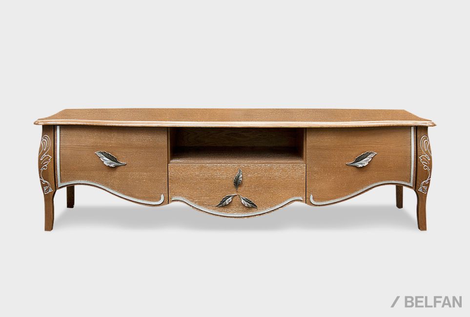 Тумба под ТВ "Трио" массив и шпон дуба 2