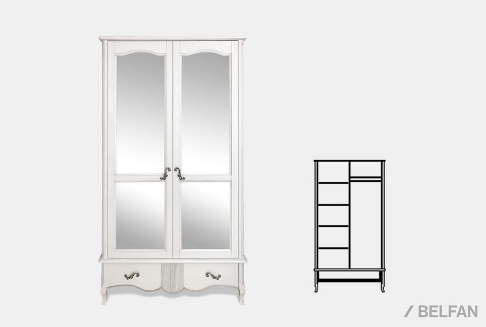 Шкаф для одежды "Катрин" фигурный 2-х дв. с зеркалами массив и шпон дуба 2