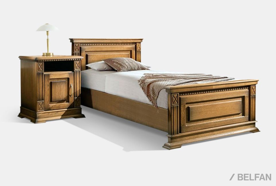 Кровать "Верди Люкс" (высокое изножье) массив и шпон дуба 1