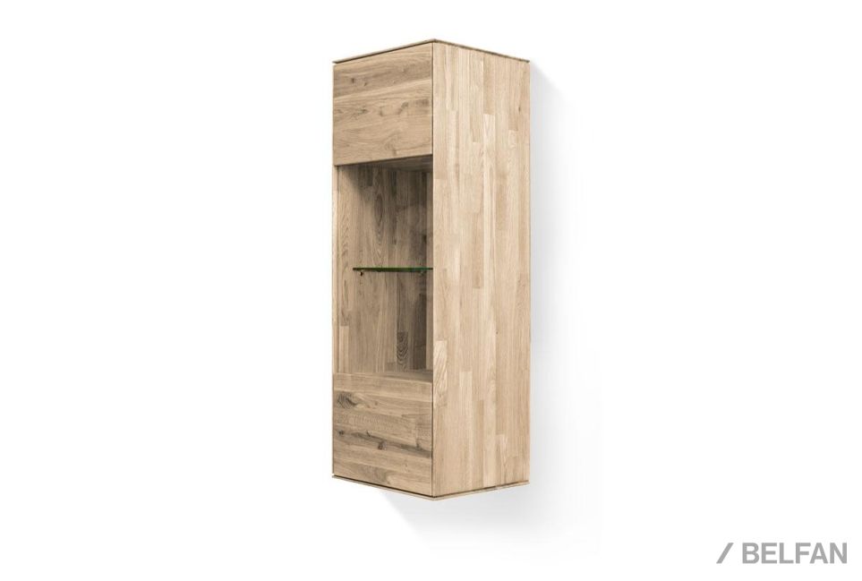 Шкаф навесной со стеклом "Гринвуд" (левый) массив дуба 1