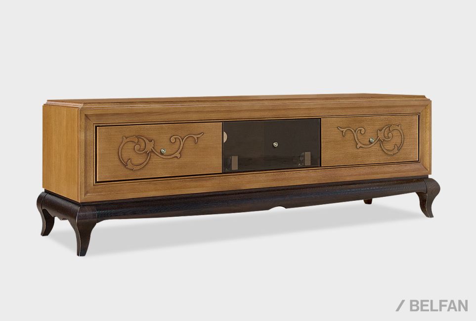 Тумба под ТВ "Соната" (декор) массив и шпон дуба 1