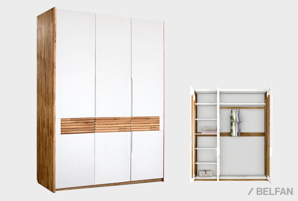 Шкаф для одежды 3-х дверный "Уоллстрит" массив дуба, МДФ 13