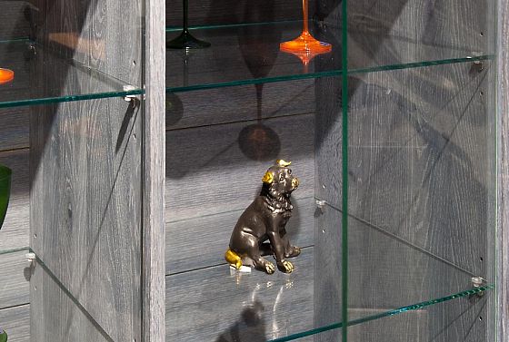 Шкаф с витриной 2-х дв. "Dillinger" (низкий) массив и шпон дуба, металл 4