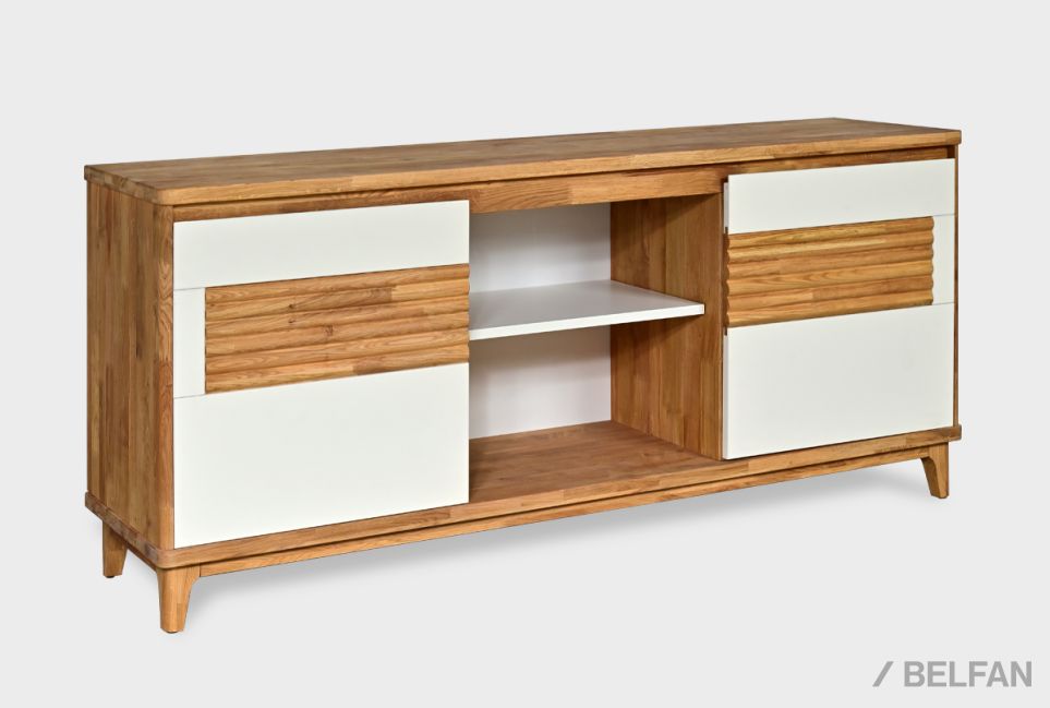 Тумба "Уоллстрит" 3 (с нишей) массив дуба, МДФ 1