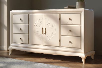 Тумба "Соната" 4 (с ящиками); *ММ-284-26; белая эмаль с темной патиной