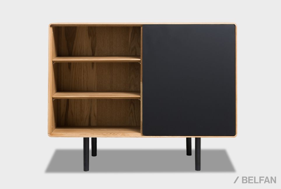 Тумба "Норман" 2 с нишей (левая) массив дуба, МДФ, металл 1