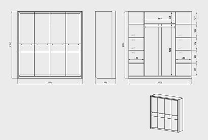 Шкаф для одежды 4-х дверный "Бремен"; дуб натуральный
