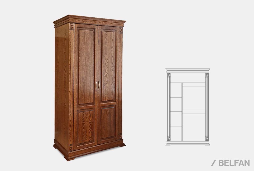 Шкаф для одежды 2-х дв. "Верди Люкс 2/3" массив и шпон дуба 1