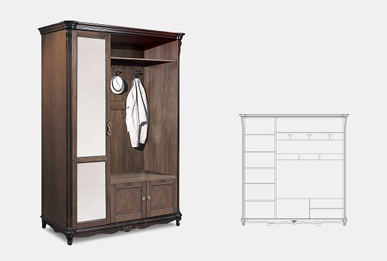 Шкаф комбинированный "Алези 1з" массив и шпон дуба 3