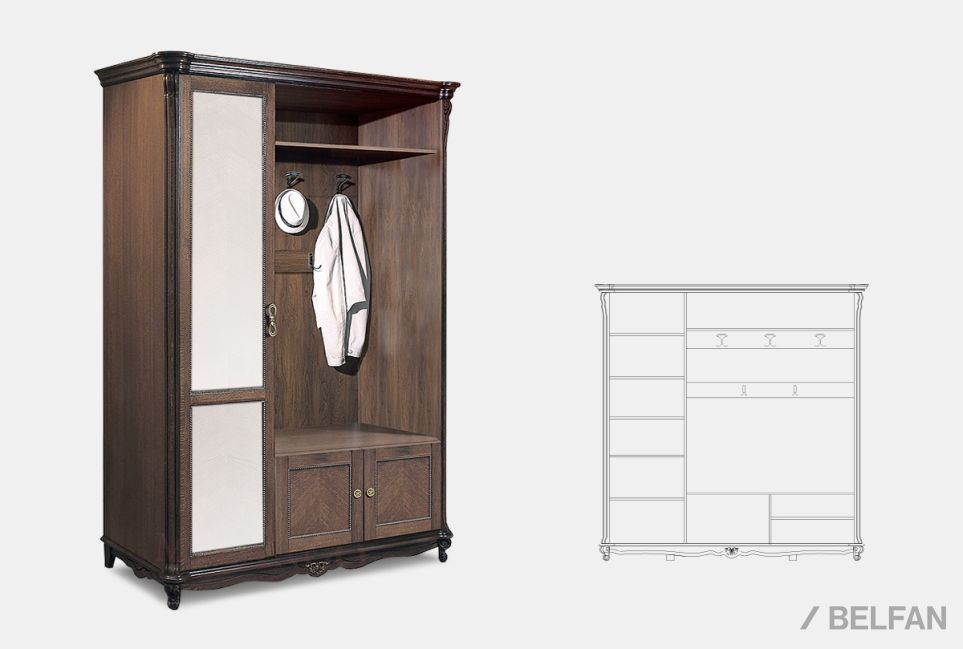 Шкаф комбинированный "Алези 1з" массив и шпон дуба 2