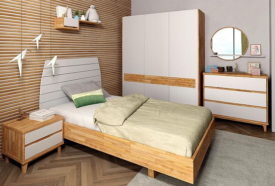 Полка с нишей "Уоллстрит" (левая) массив дуба, МДФ 3