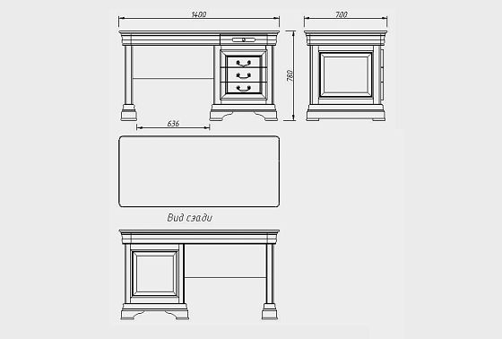 Стол письменный "Оливия" массив и шпон ольхи 6
