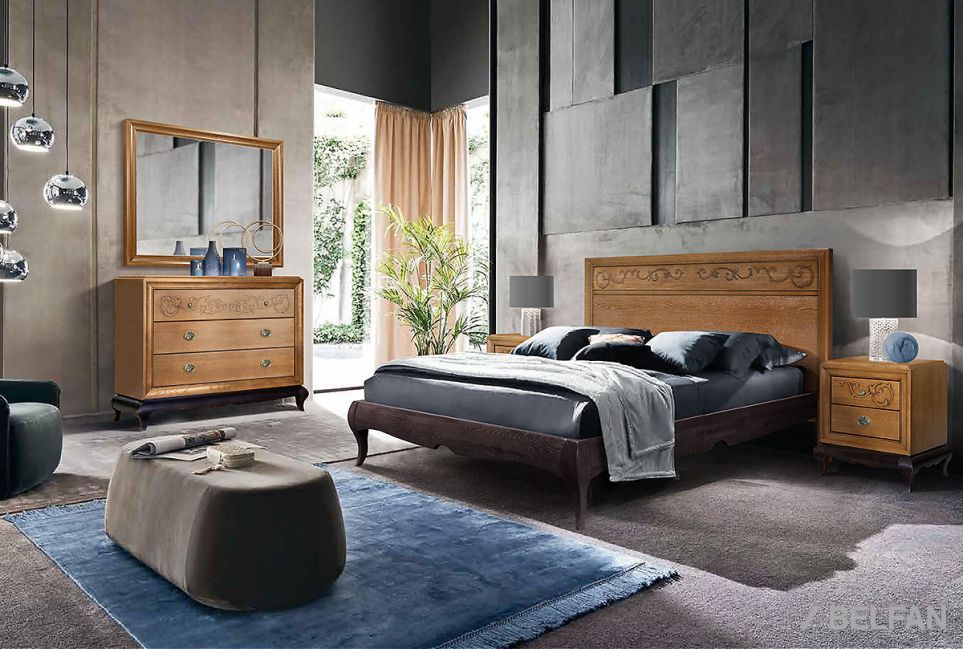 Кровать "Соната" с декором (низкое изножье) массив и шпон дуба 3