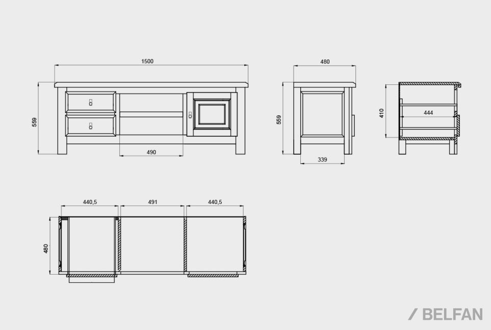 Тумба под ТВ "Горд" массив дуба 2