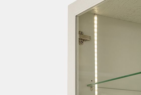 Шкаф с витриной 1-но дв. "Коста" левый (подсветка) массив и шпон дуба 5