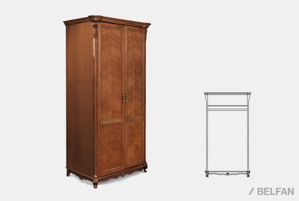 Шкаф 2-х дв. "Алези" без зеркала массив и шпон дуба 1