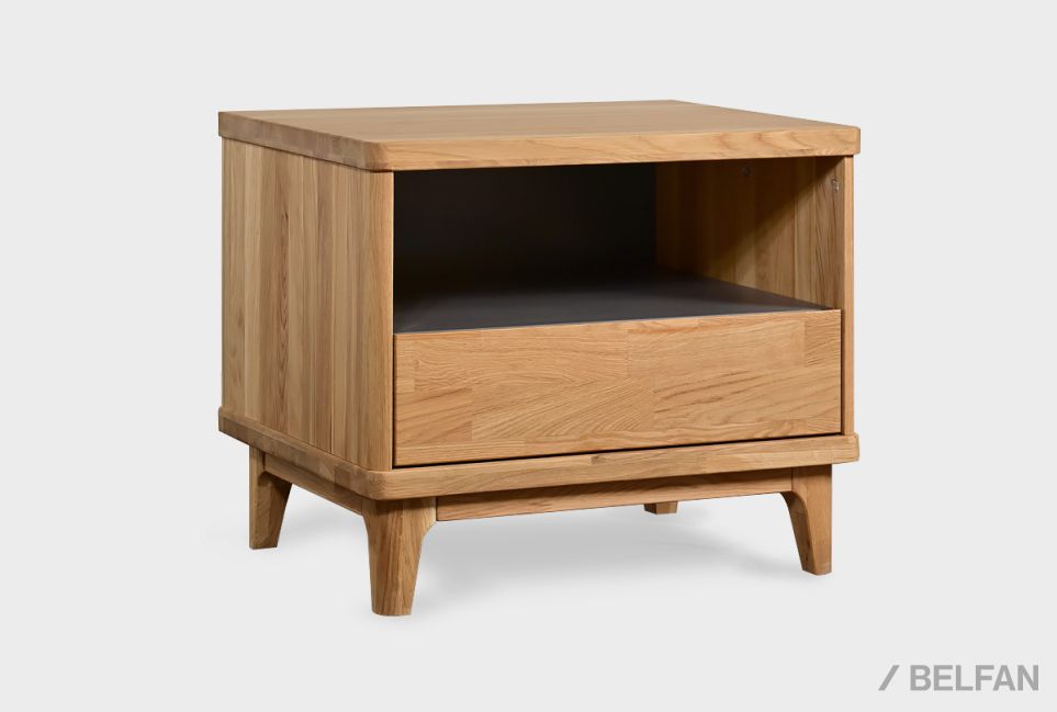 Тумба прикроватная "Уоллстрит" (с нишей) массив дуба, МДФ 1