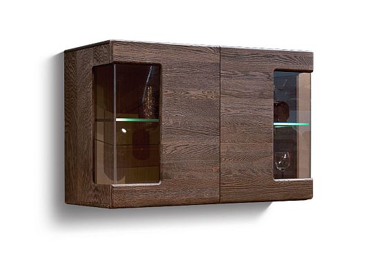 Шкаф навесной 2-х секционный "Хедмарк" массив и шпон дуба 2