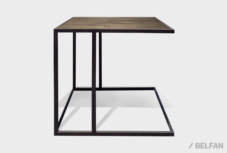 Стол кофейный "Арт" приставной массив дуба, металл 1