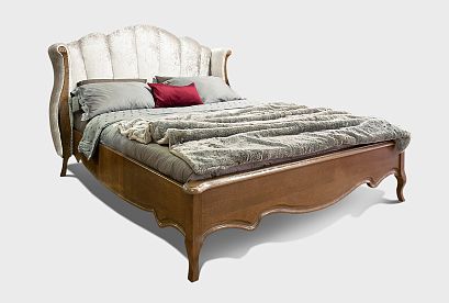Кровать с мягким изголовьем (осн. дер) "Трио"; без осн, без матр; *ММ-277-02/16Б-2; (1600x2000); коньяк с серебряной патиной+серебро; И-11