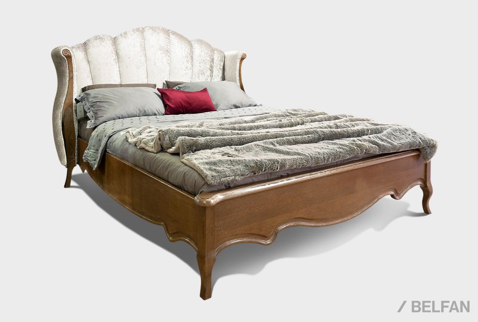 Кровать с мягким изголовьем (осн. дер) "Трио" массив и шпон дуба 3