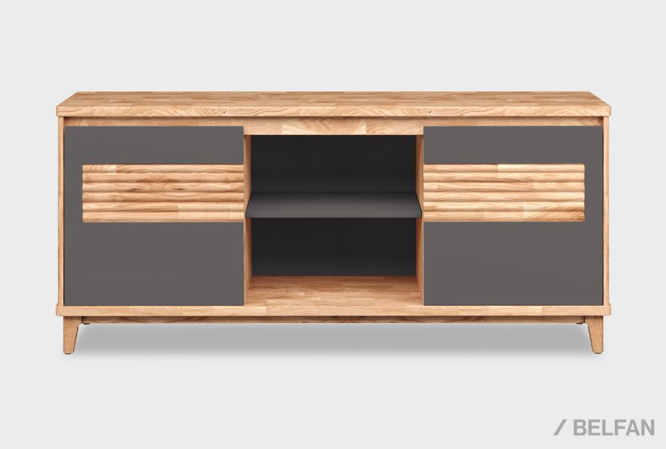 Тумба "Уоллстрит" 3 (с нишей) массив дуба, МДФ 1