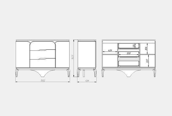 Тумба "Алекса" 3 (с ящиками) массив и шпон дуба, МДФ 13