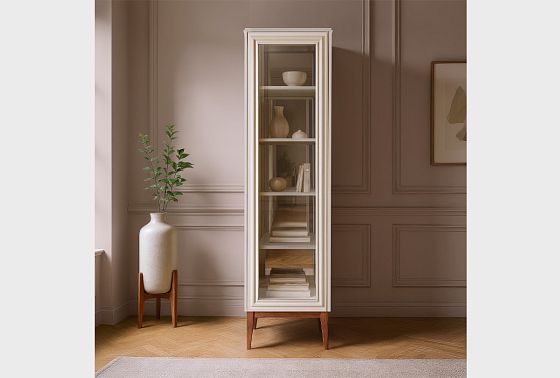 Витрина 1-но дв. "Сакраменто" (левая) массив и шпон дуба, МДФ 6